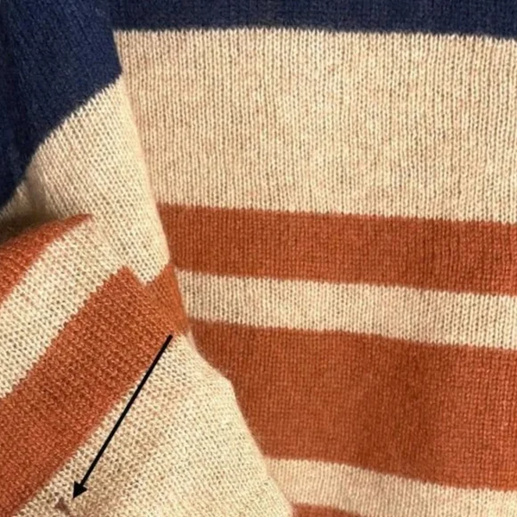 J. Crew Tan Cashmere-blend popover Boatneck Soft Striped poncho OS - Picture 3 of 9